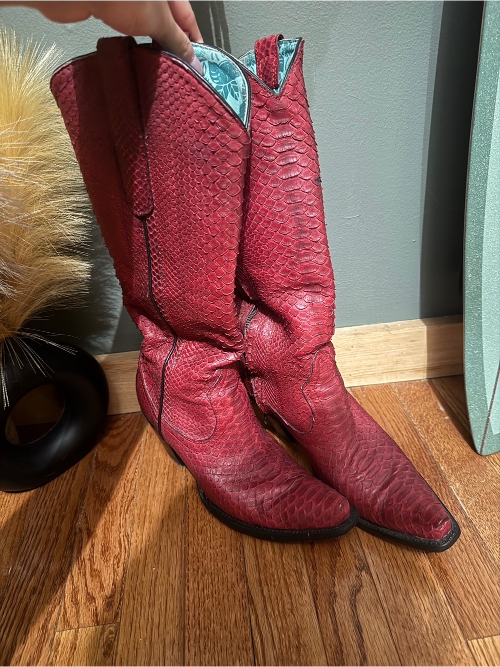 Corral red snakeskin boots 8